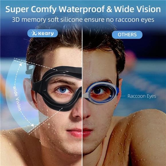 Keary 2 Pack Swim goggles for Adult Youth with Soft Silicone Gasket - Picture 3 of 7